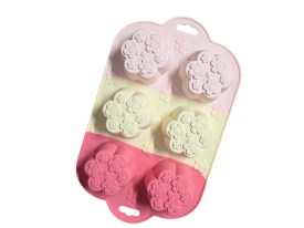 Molde silicona 6 flores con 7 florcitas 